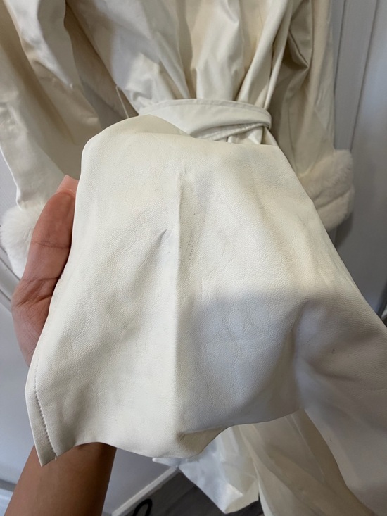 Cream Faux Fur Trim Long Robe Coat - Picture 2 of 4